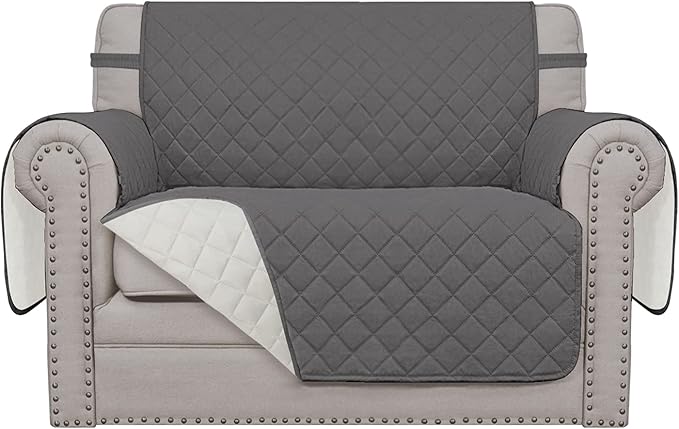 Easy-Going Reversible Couch Cover, Oversized Chair, Gray/Ivory | Machine Washable Slipcover For Dogs, Water Resistant Furniture Mat For Living Room, Non-Slip Sofa Cover, Pet Friendly