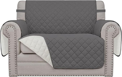 Easy-Going Reversible Couch Cover, Oversized Chair, Gray/Ivory | Machine Washable Slipcover For Dogs, Water Resistant Furniture Mat For Living Room, Non-Slip Sofa Cover, Pet Friendly
