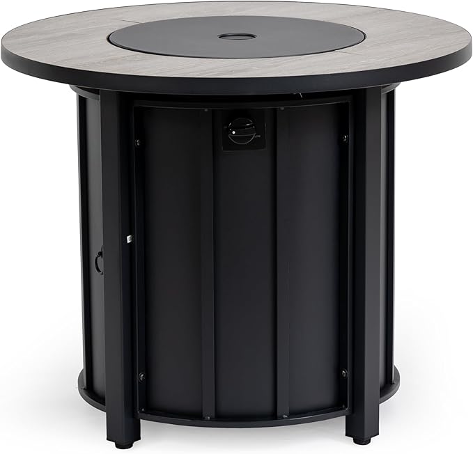 KEIKI 30 Inch Ceramic Top Propane Fire Pit Table, Round Outdoor Gas Fireplace, Steel Patio Heater for Backyard Garden