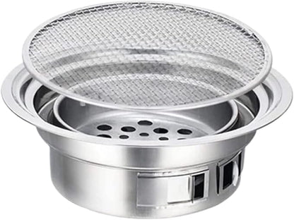 Camping Barbecue Grill Outdoor Charcoal Grills Stainless Steel Charcoal Barbecue Grill Round Portable Grill for Camping Barbecue Charcoal Grill(40cm)