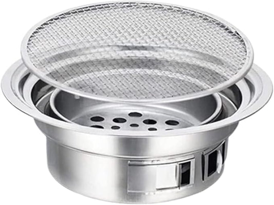 Foldable and Portable Outdoor Charcoal Grills Stainless Steel Barbecue Grill Round Portable For Camping Heat Resistant(35cm)
