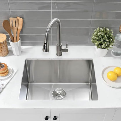 24 Inch Undermount Laundry Sink,Jshozzy 24"x19"x12" Laundry Utility Sink Stainless Steel Outdoor 16 Gauge Deep Single Bowl Kitchen Sinks with Cleaning Brush