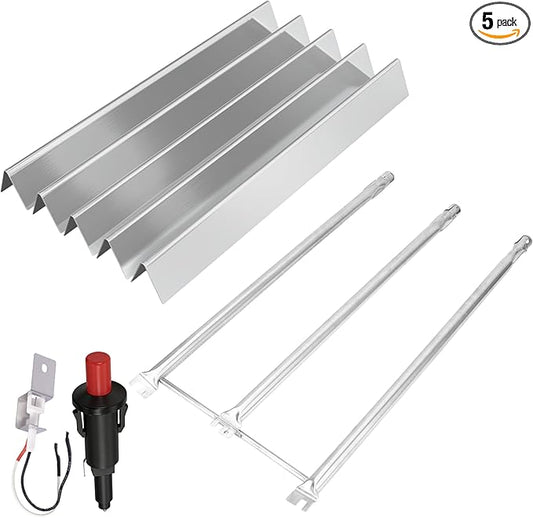 Grill Parts Replacement for Weber Spirit 300, 700 900 Genesis Silver/Gold B/C Gas Grills, Flavorizer Bars 7537 7536 & Burner Tube 7508 & Igniter for Weber Spirit Genesis E310 with Side Mounted Control