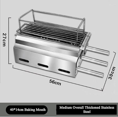 Stainless Steel BBQ Portable Charcoal Grill BBQ Lamb Skewer Camping Barbecue Grill for Garden Backyard Party Picnic Travel Home Outdoor Indoors Desktop Cooking Use