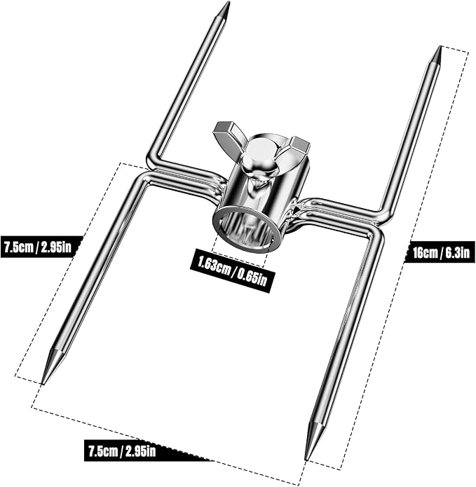 onlyfire Universal Rotisserie Meat Forks BBQ Grilling Accessories for Most Grills, Include 2pcs 2-Pronged Rotisserie Forks and 1pc Double Sided Rotisserie Fork