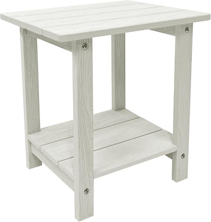 Outdoor Side Table, Weather Resistant Double Small Adirondack Side Table, Outdoor Indoor End Table for Chair, 17" Patio Table for Pool, Deck and Porch, Black (Item2, White)
