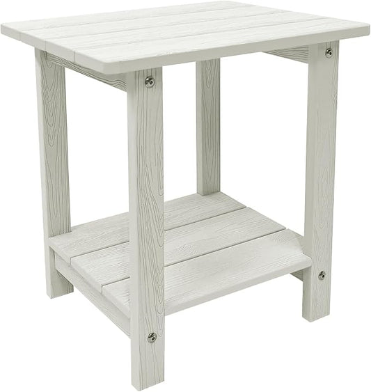 Outdoor Side Table, Weather Resistant Double Small Adirondack Side Table, Outdoor Indoor End Table for Chair, 17" Patio Table for Pool, Deck and Porch, Black (Item2, White)
