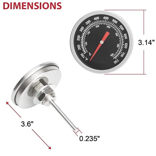 Smoker Temperature Gauge for Pit Boss Vertical 2 & 3-Series, PB1230G Pit Boss Memphis Ultimate Thermometer Accessories, BBQ Temp Gauge for Pit Boss Combo Charcoal Grills, Black