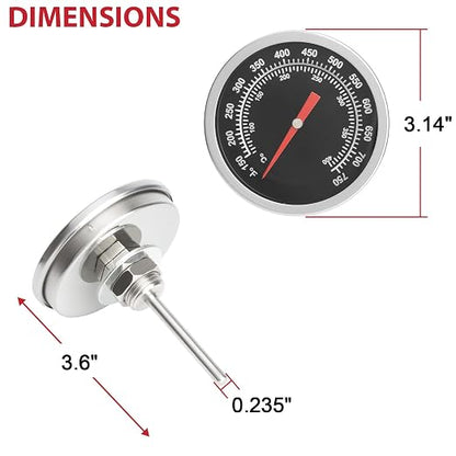 Smoker Temperature Gauge for Pit Boss Vertical 2 & 3-Series, PB1230G Pit Boss Memphis Ultimate Thermometer Accessories, BBQ Temp Gauge for Pit Boss Combo Charcoal Grills, Black