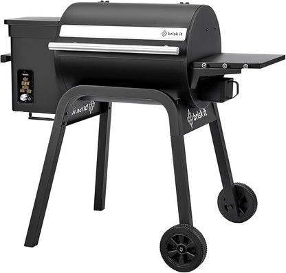 Brisk It Zelos-450 Electric Wood Pellet Smoker Grill – A.I. Smart BBQ Grills with WiFi, 450 sq.in Cooking Area, 7-in-1 Outdoor Grill & Smoker, PID Controller (Up to 500°F), Meat Probe