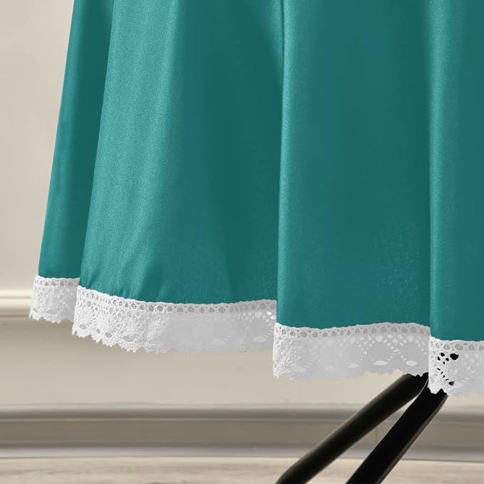 Teal Green Solid Color Round Tablecloth 60" Waterproof Spillproof Polyester Fabric Table Cover with Zipper Umbrella Hole for Outdoor Patio Garden Dining Party