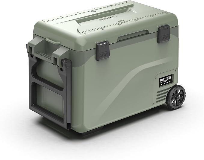 GS40W Portable Wheeled Car Freezer,45Quart 12V Car Refrigerator with Dual Zone,Electric Compressor Cooler -4℉~68℉ for Camping, RV, Truck, Travel, Outdoor