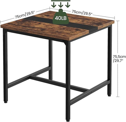 CHOEZON Square Kitchen Dining Table, 29.5'' Dining Table, Small Dining Tables, Writing Desk, Coffee Tables, for Restaurant, Living Room, Apartment, Rustic Brown and Black TCZ02BF