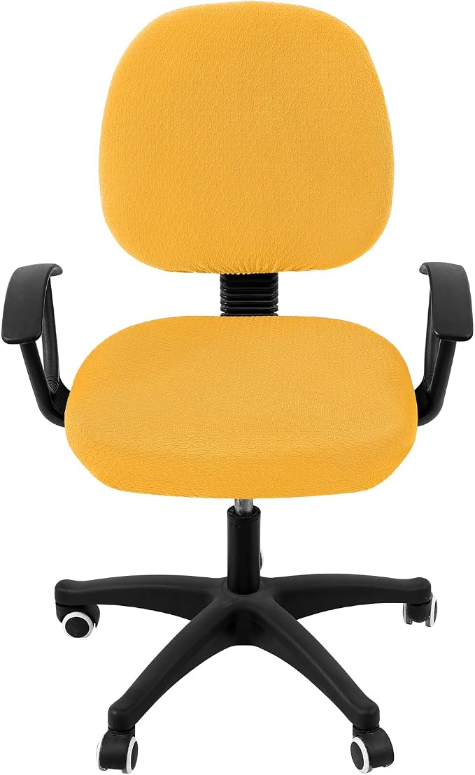 Smiry Office Computer Chair Covers for Desk Rotating Chair Protector | Stretch Jacquard Removable Washable Universal Slipcovers, Seat + Backrest Cover, Mustard Yellow