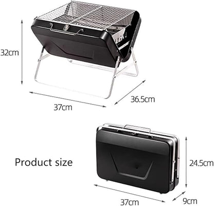 Folding Portable Lightweight Charcoal BBQ Grill with Handle Desk Tabletop Small Outdoor Barbecue Grill Stainless Steel for Outdoor Cooking Backyard Camping Picnics Beach