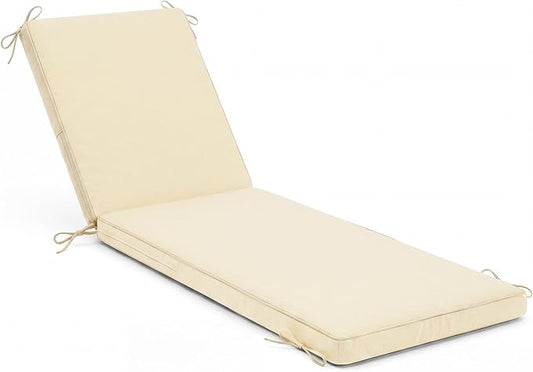 Chaise Lounge Cushions Outdoor, 80 x 26 Inch Water & Fade-Resistant Patio Furniture Lounge Cushion, Beach Umbrella Lounger Chair Replacement Cushion with Removable Cover Pad, Beige
