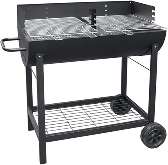 Portable Charcoal Grill with Trolley, Outdoor Barbecue Grill for Camping BBQ, Foldable Camping Grill for Backyard Patio Hiking, Easy Clean Charcoal Grills BBQ,LightGrey-D