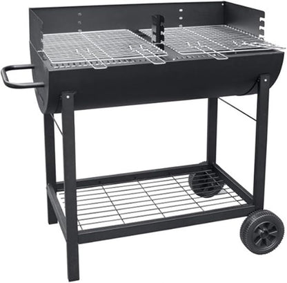 Portable Charcoal Grill with Trolley, Outdoor Barbecue Grill for Camping BBQ, Foldable Camping Grill for Backyard Patio Hiking, Easy Clean Charcoal Grills BBQ,LightGrey-D