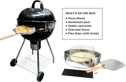 Pizzacraft PC7001 PizzaQue Deluxe Outdoor Pizza Oven Kettle Grill Conversion Kit, Silver, 18''/22.5''