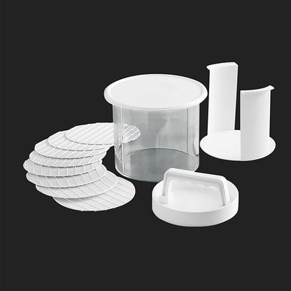 Mr. Bar-B-Q Hamburger Press Patty Maker - Non-Stick Burger Mold Shaper with Freezer Storage Container - 12-Piece Set with 8-Layer Plastic Discs for BBQ Grill - #40231Y