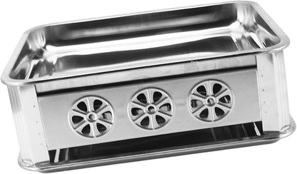 Fish Charcoal Alcohol Stove Stainless Steel Rectangular Grill for Commercial Use 2.2‑4.4lb Fish Pan for Home (Ventilated Natural Color)