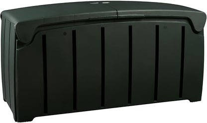 Ward Strata Products 85 Gallon (321L) Outdoor Storage Organization Bin, Patio Deck Box with Dual Door Lid for Garden, Pool, & Furniture Accessories, Black