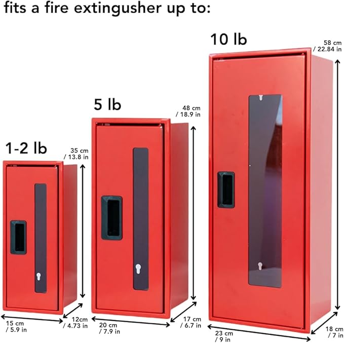 Fire Extinguisher Box Large Size 23 inch Height up to 12 lb | Fire Extinguisher Storage | Weaterproof Cabinet | Fire Extinguishers Wall Mounted Box | Visible Fire Safety Cabinet Storage | Wall-Fixed