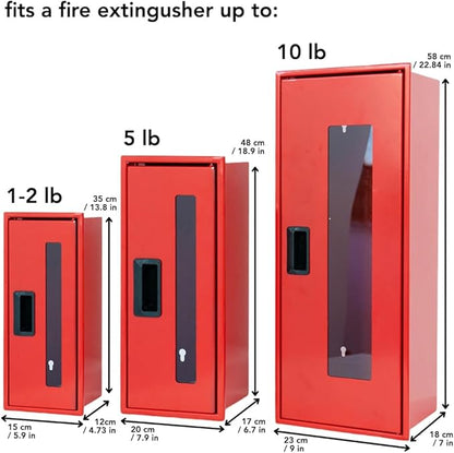 Fire Extinguisher Box Large Size 23 inch Height up to 12 lb | Fire Extinguisher Storage | Weaterproof Cabinet | Fire Extinguishers Wall Mounted Box | Visible Fire Safety Cabinet Storage | Wall-Fixed