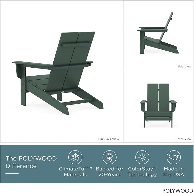 POLYWOOD Contemporary Modern Oversized Adirondack Chair in Green