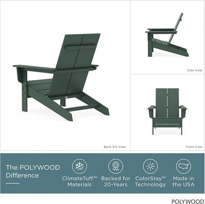 POLYWOOD Contemporary Modern Oversized Adirondack Chair in Green