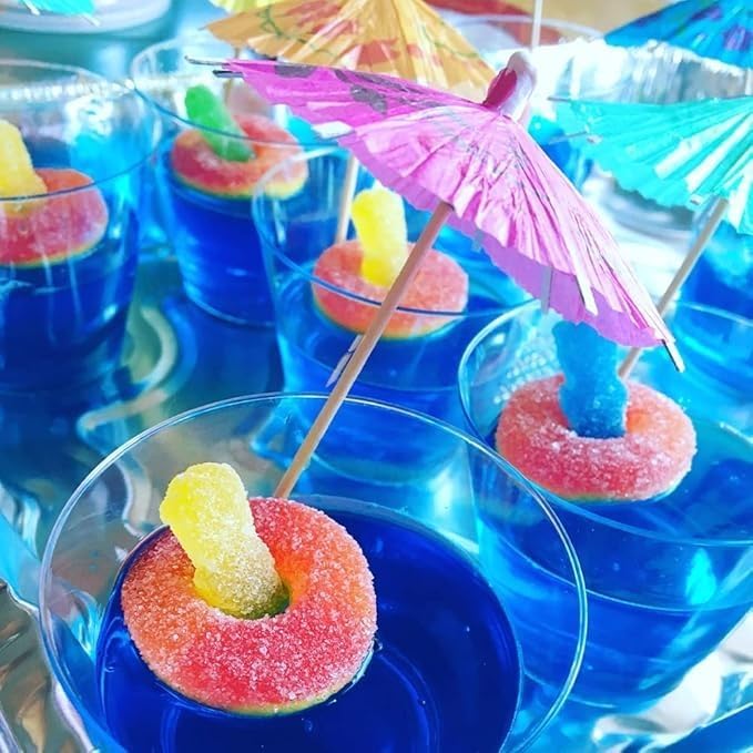 150 PCS Hawaiian Cocktail Appetizer Picks Tropical Toothpicks Party Decorations Drinks Umbrella Bamboo Charcuterie Skewers Flamingo Palm Leaf Pineapple Cactus Sticks Food Luau Hawaii Beach