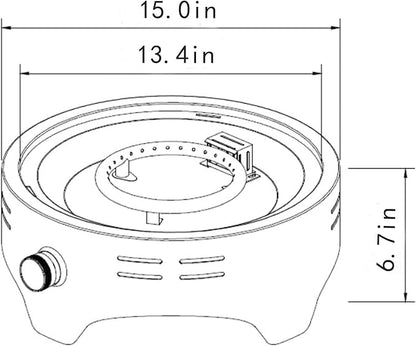KEIKI 15 Inch Portable Propane Fire Pit, 40000 BTU Compact Outdoor Gas Stove with Travel Lid and Lava Rocks for Camping RV Tailgating