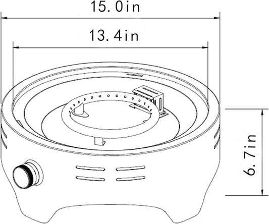 KEIKI 15 Inch Portable Propane Fire Pit, 40000 BTU Compact Outdoor Gas Stove with Travel Lid and Lava Rocks for Camping RV Tailgating