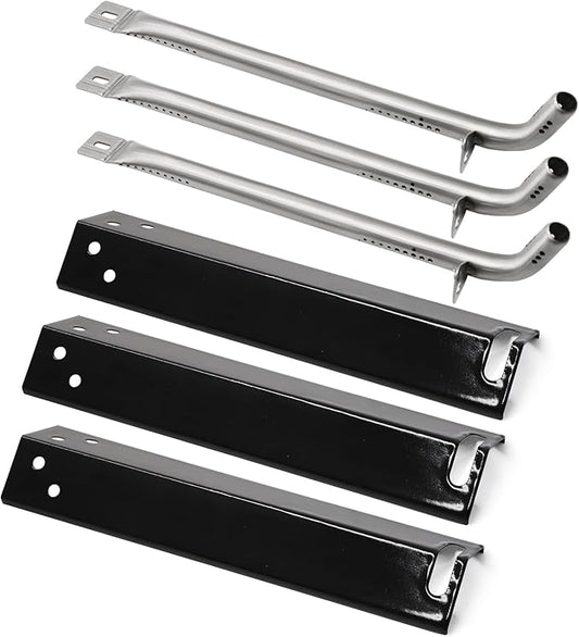 Criditpid Grill Replacement Parts for Expert Grill XG10-101-002-02 3 Burner Gas Grill, Grill Heat Plates Tents Shields and Burner Tubes Kit for 3 Burner Walmart Expert Grill Parts, 3-Pack