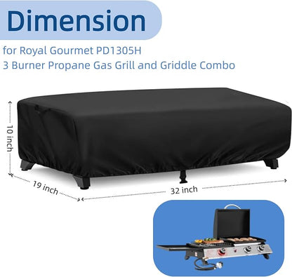Mini Tabletop Grill Cover for Royal Gourmet PD1305H 3 Burner Propane Grill | 32x19x10,Waterproof Dustproof Heavy Duty Oxford Fabric,for Royal Gourmet PD1305H 3-in-1 Gas Grill Griddle Combo