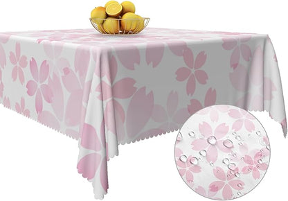 Cherry Blossom Square Tablecloths Pink Flowers Japanese Spring Floral Tablecloth Dining Table Cloth Table Cover for Home Kitchen Dining Room Outdoor Camping Party Picnic 60x60 Inch
