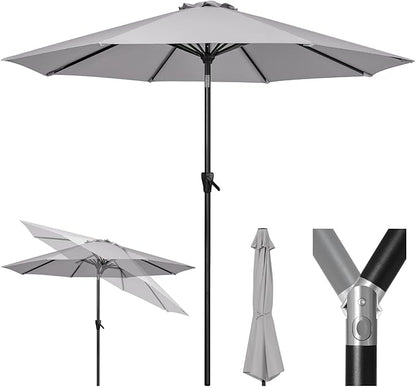 Tempera Patio Market Outdoor Table Umbrella with Push Button Tilt and Crank, Large Sun Umbrella with Sturdy Pole & Fade Resistant Canopy, Easy to Set