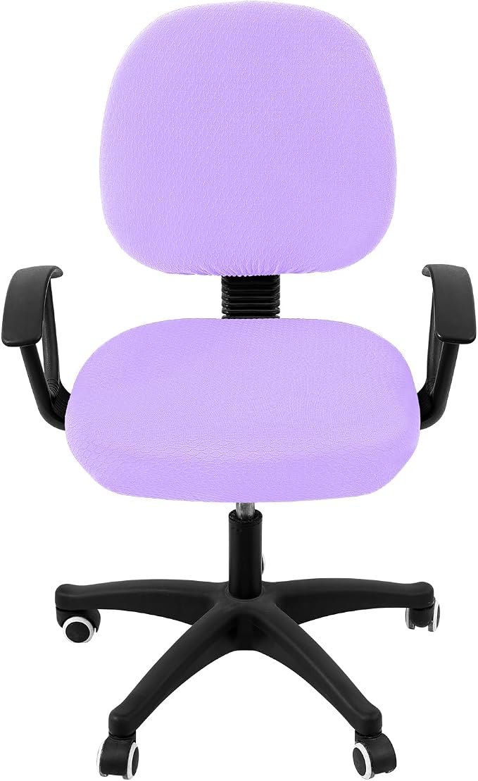 Smiry Office Computer Chair Covers for Desk Rotating Chair Protector | Stretch Jacquard Removable Washable Universal Slipcovers, Seat + Backrest Cover, Lavender