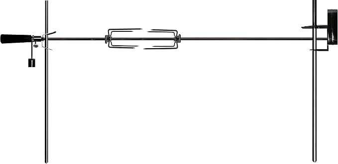 OneGrill Cordless Dual Post Open Fire Rotisserie System- 53 Inch Chrome (Chrome Motor)