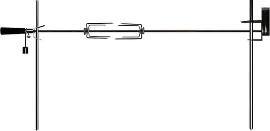OneGrill Cordless Dual Post Open Fire Rotisserie System- 53 Inch Chrome (Matte Black Motor)