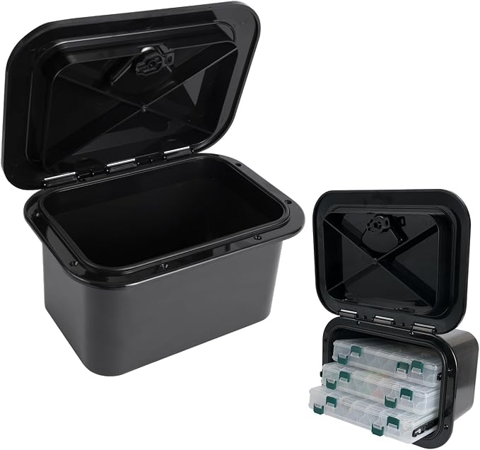 Marine Deck Access Hatch 10.63"×14.76" White/Black Rectangle Boat Hatch & Lid,Boat Deck Hatch Lids
