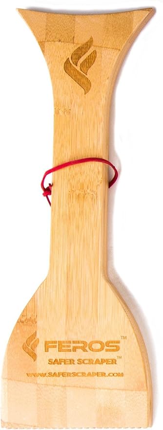 FEROS Safer Scraper - Wood BBQ Wooden Grill Cleaner - Cleans top and Between Barbecue grates. Use to Oil & Clean Barbeque. Sustainable Replacement for Wire Bristle Brush