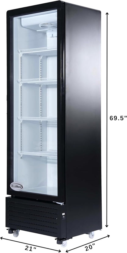 KoolMore 23 in. One Glass Door Commercial Display Merchandiser Refrigerator Cooler in Black, ETL Listed, 10 cu. ft. (KM-MDR-1GD-10C)