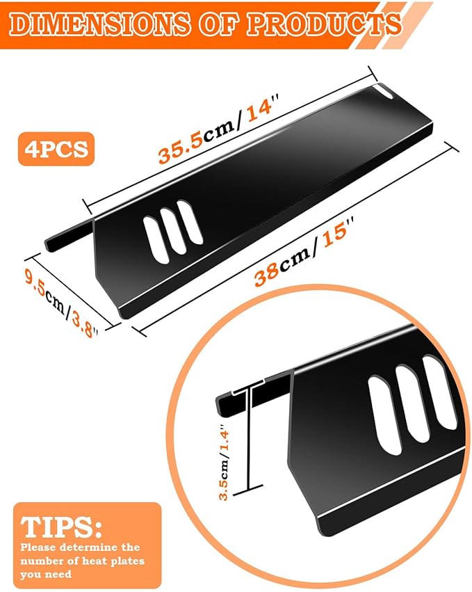 Grill Heat Shield 15 inch Burner Covers for Backyard GBC1460W GBC1461W DynaGlo DGF510SBP, 5 PCS BBQ Grill Heat Plates Uniflame Dyna glo Grill Replacement Parts