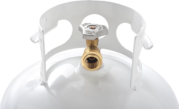 Flame King YSN-301 30 Pound Steel Propane Tank Cylinder with Type 1 Overflow Protection Device Valve DOT and TC Compliant, White