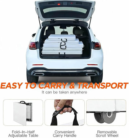 8ft Folding Table, Portable Foldable Plastic Table with Heavy-Duty Top & Reinforced Legs, 360lbs Capacity for Wedding, Party, Camping, Craft Fair, Picnic, Indoor Outdoor Use, White