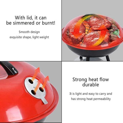 Portable Charcoal Grill for Camping BBQ, Outdoor Barbecue Grill with Lid, Small Round BBQ Grill for Tailgate, Backpacking, and Patio Cookouts,A-1