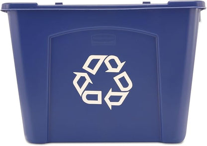 Rubbermaid Commercial Products Stackable Recycling Bin, 14 Gallon, Blue Storage Container, for Garage/Kitchen use for Boxes/Paper Recycle (Pack of 6)