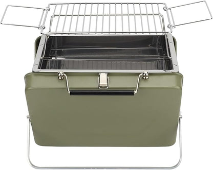 Folding Notebook Grill Easy to Use Rust Proof Grill Net for Backyard Picnic - Portable Charcoal BBQ for Camping, Outdoor Cooking (Green)