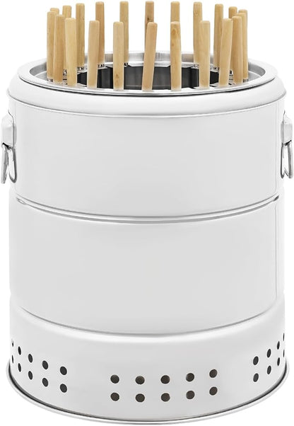 Barbecue Portable Vertical Charcoal Smoker Grill Barrel Grill with 22 Skewers, Smokeless BBQ Charcoal Grill for Travel Camping Picnic Patio Backyard